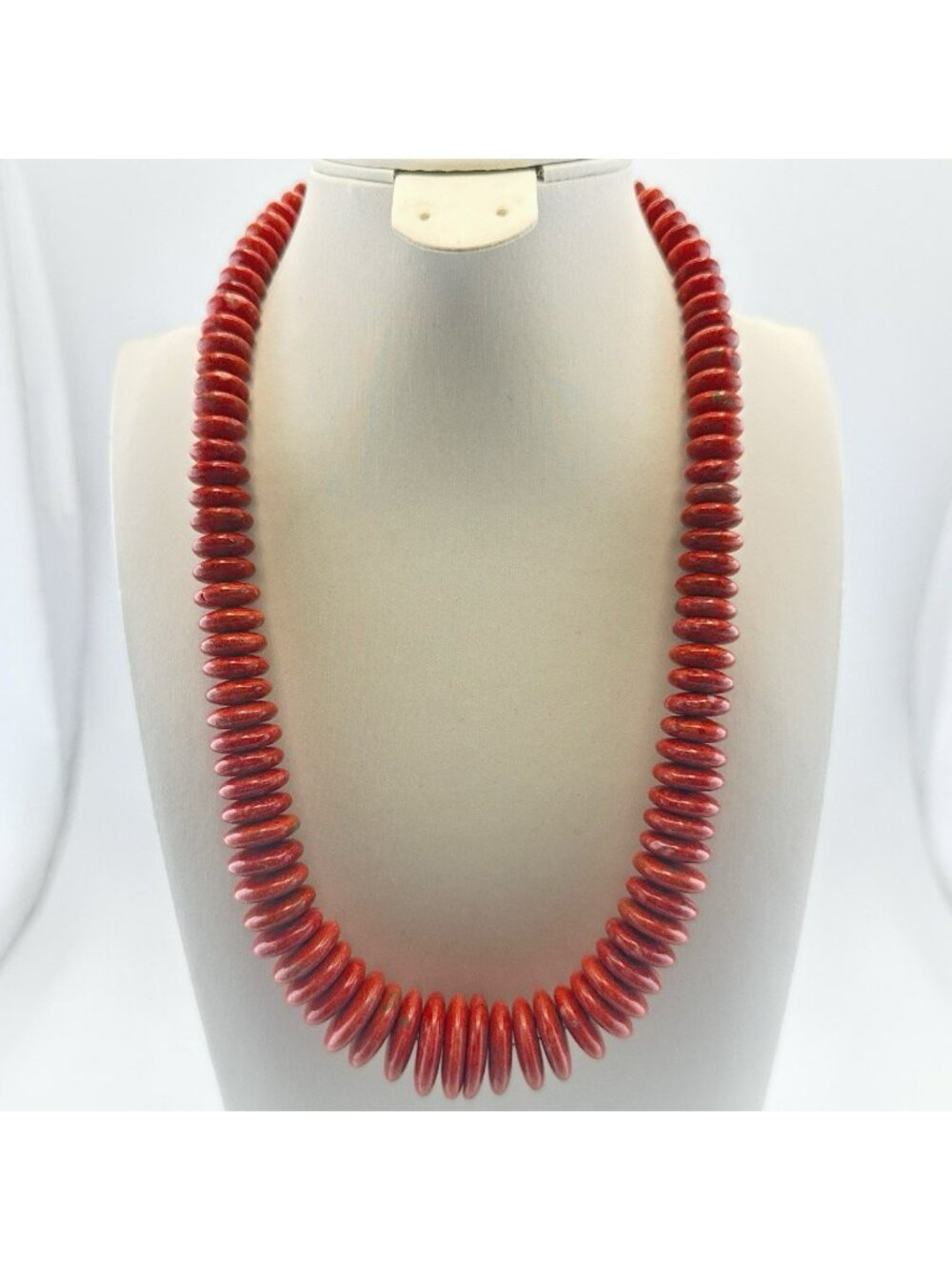 Jay King Necklace Red Coral Disc Coin Graduated Bead Sterling Silver DTR 925